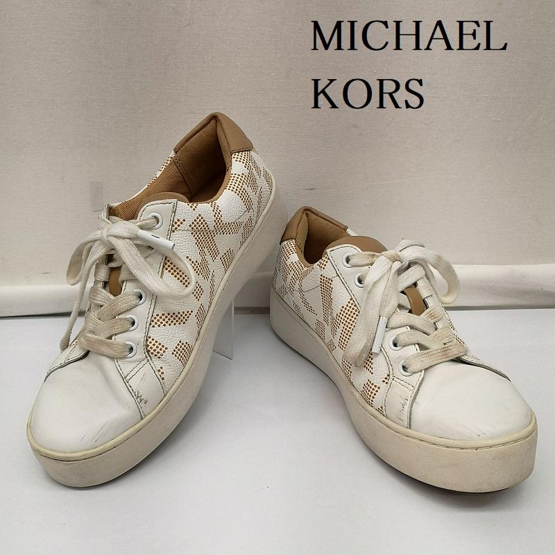 マイケルコース MICHAEL KORS スニーカー スニーカー MK シグネチャー ロゴ ローカット スニ－カ－ US：5 茶 / ブラウン / brown X 白 / ホワイト / white レディース USED 古着 中古 50134064