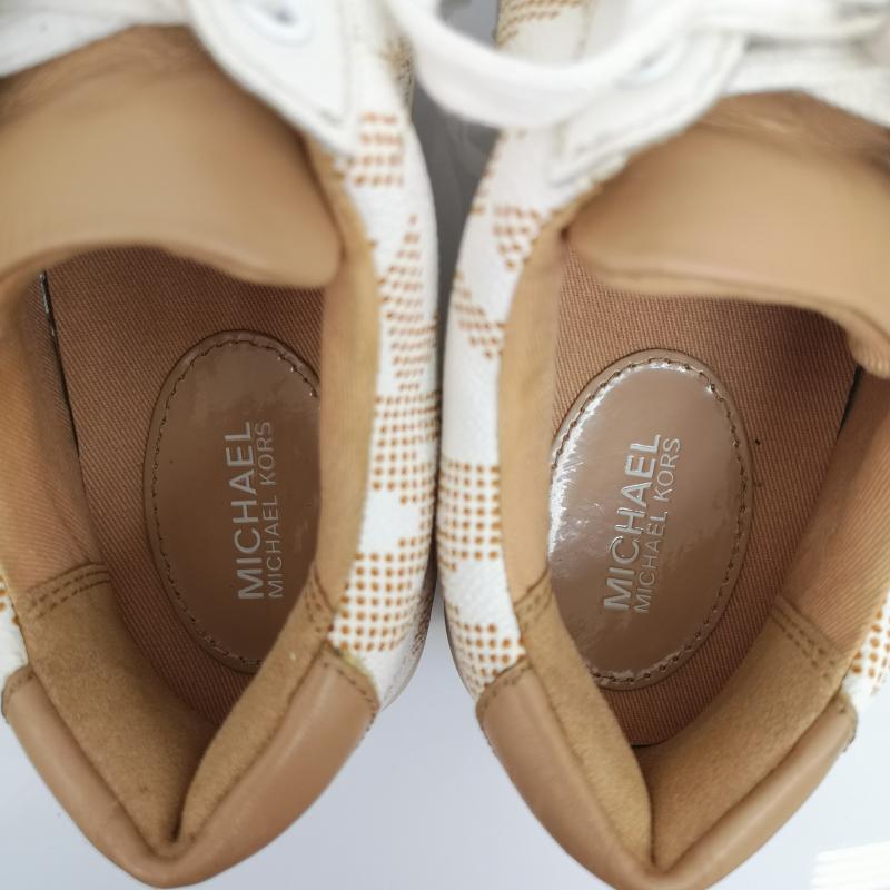 マイケルコース MICHAEL KORS スニーカー スニーカー MK シグネチャー ロゴ ローカット スニ－カ－ US：5 茶 / ブラウン / brown X 白 / ホワイト / white レディース USED 古着 中古 50134064