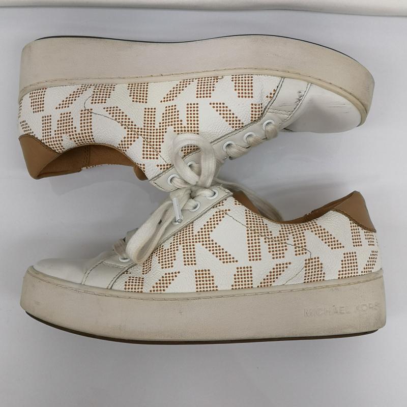 マイケルコース MICHAEL KORS スニーカー スニーカー MK シグネチャー ロゴ ローカット スニ－カ－ US：5 茶 / ブラウン / brown X 白 / ホワイト / white レディース USED 古着 中古 50134064