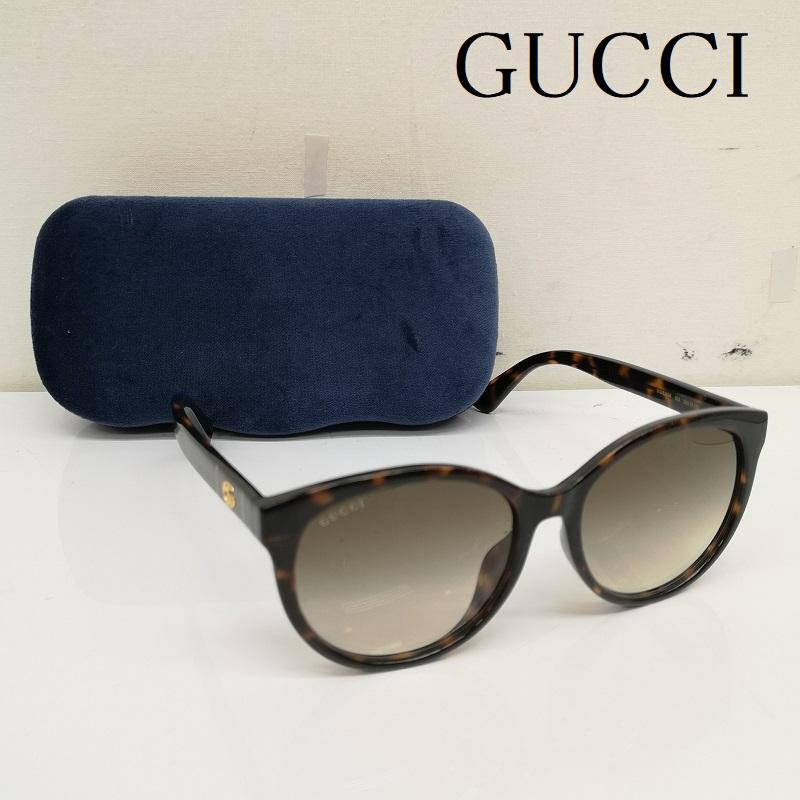 グッチ GUCCI めがね・サングラス サングラス GG0636SK 002 56□17-150 GGロゴ ボストン べっ甲 UVカット サングラス - 茶 / ブラウン / brown メンズ USED 古着 中古 50134081