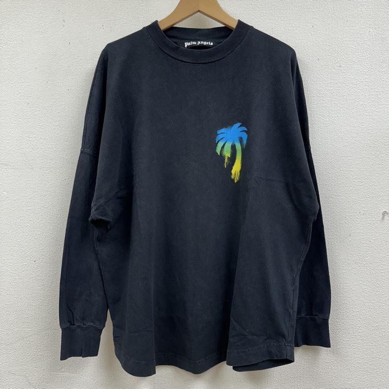 パーム・エンジェルス Palm Angels Tシャツ 長袖 22AW Sprayed Palm Logo Over Tee プリント Tシャツ ロンT PMAB001F22JER003 M 黒 / ブラック / black メンズ USED 古着 中古 50134113
