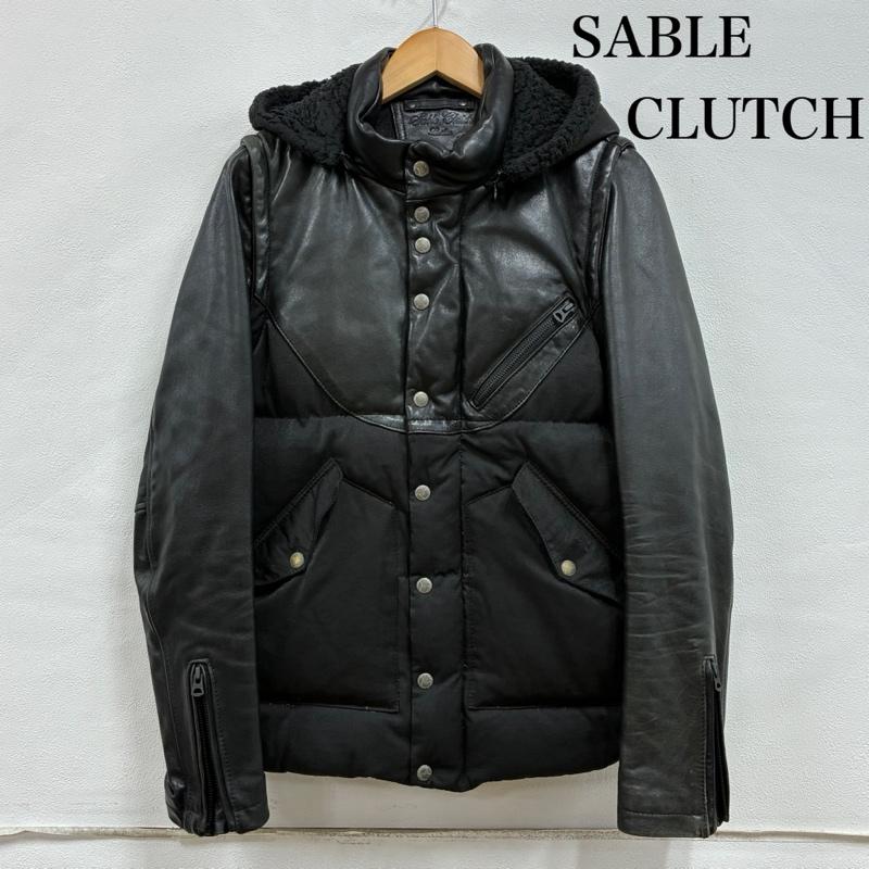 セーブルクラッチ SABLE CLUTCH ジャケット、上着 ジャンパー、ブルゾン 3WAY レザー 切替 中綿 ジャケット パーカー ベスト ボア 羊革 M 黒 / ブラック / black メンズ USED 古着 中古 50134117