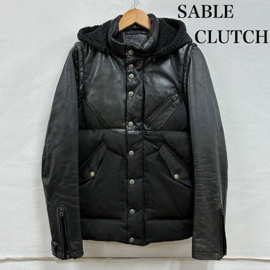 セーブルクラッチ SABLE CLUTCH ジャケット、上着 ジャンパー、ブルゾン 3WAY レザー 切替 中綿 ジャケット パーカー ベスト ボア 羊革 M 黒 / ブラック / black メンズ USED 古着 中古 50134117