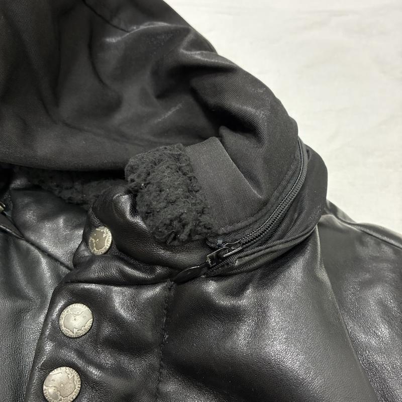 セーブルクラッチ SABLE CLUTCH ジャケット、上着 ジャンパー、ブルゾン 3WAY レザー 切替 中綿 ジャケット パーカー ベスト ボア 羊革 M 黒 / ブラック / black メンズ USED 古着 中古 50134117