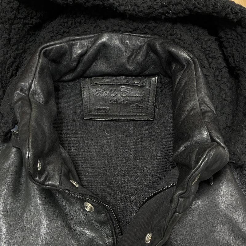 セーブルクラッチ SABLE CLUTCH ジャケット、上着 ジャンパー、ブルゾン 3WAY レザー 切替 中綿 ジャケット パーカー ベスト ボア 羊革 M 黒 / ブラック / black メンズ USED 古着 中古 50134117
