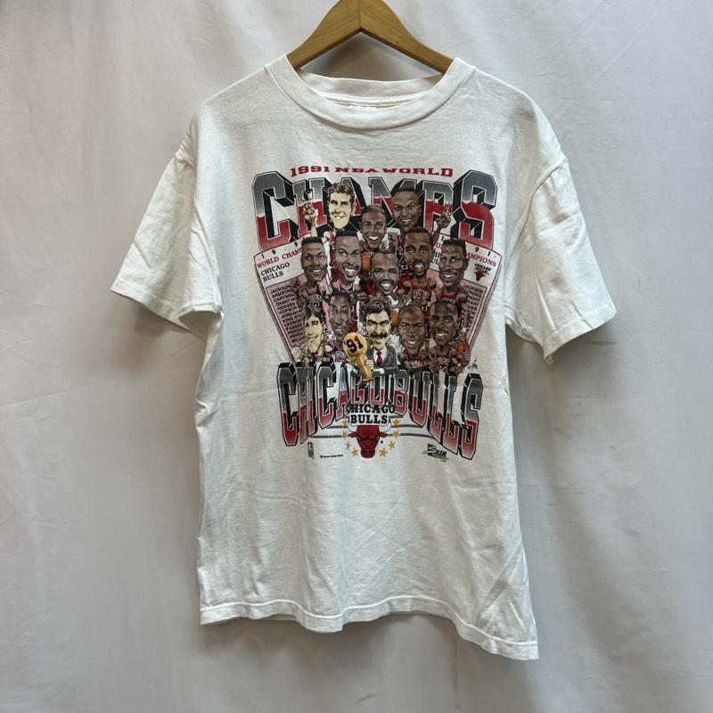 ヴィンテージ VINTAGE Tシャツ 半袖 90s USA製 91年チャンピオン NBA CHICAGO BULLS シカゴブルズ CHAMPS Tシャツ M 白 / ホワイト / white メンズ USED 古着 中古 50134162