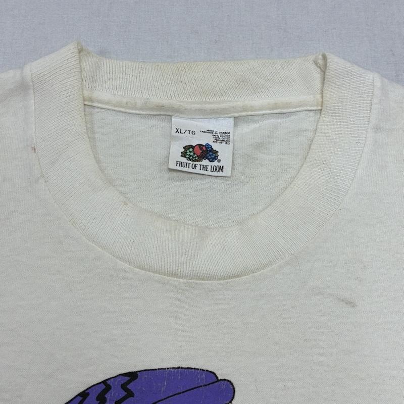 ヴィンテージ VINTAGE Tシャツ 半袖 FRUIT OF THE LOOM シングルステッチ カナダ製 90 s キャラクター Tシャツ XL プリント X キャラクター 白 / ホワイト / white X 黄緑 / イエローグリーン / X 紫 / パープル / purple X 黒 / ブラック / black メンズ USED 古着 中古 50134218