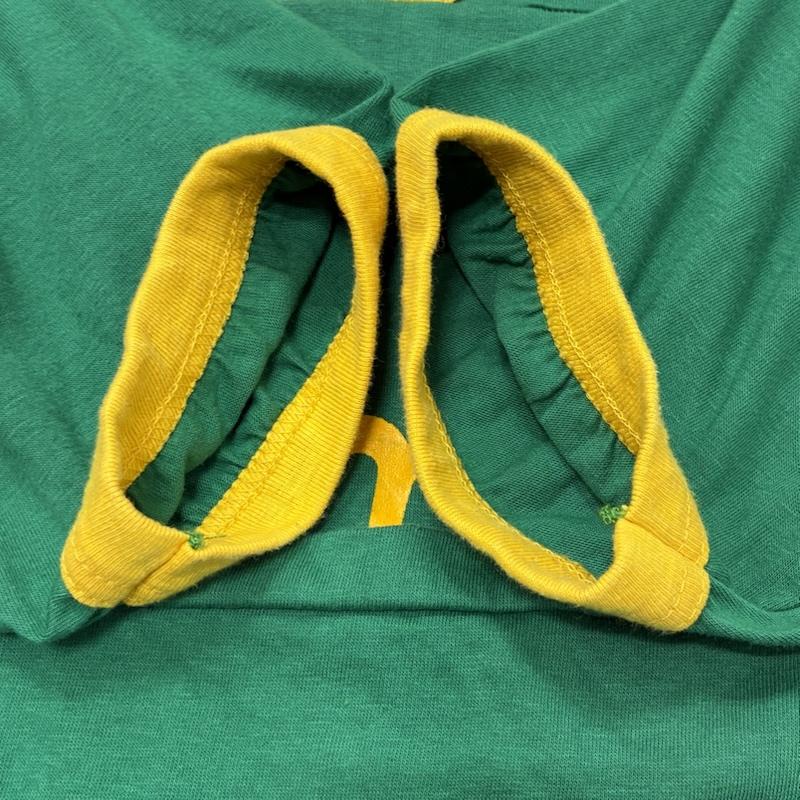ヴィンテージ VINTAGE Tシャツ 半袖 Eagle Athletics アメリカン フットボール USA製 裾シングルステッチ リンガー Tシャツ L ロゴ、文字 X プリント 緑 / グリーン / green X 黄 / イエロー / yellow メンズ USED 古着 中古 50134221
