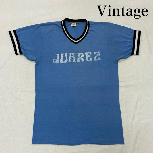 ヴィンテージ VINTAGE Tシャツ 半袖 RUSSELL Athletics アメリカン フットボール USA製 シングルステッチ リンガー Tシャツ M ロゴ、文字 X プリント 水色 / ライトブルー / X 白 / ホワイト / white X 紺 / ネイビー / navy メンズ USED 古着 中古 50134222
