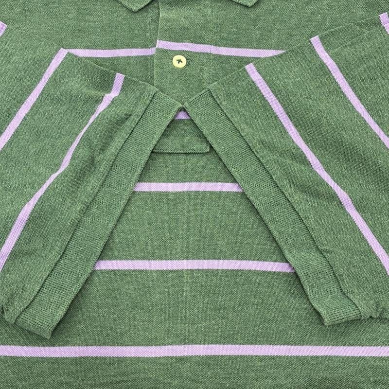 ポロバイラルフローレン Polo by RALPH LAUREN ポロシャツ 半袖 90 s ペルー製 ボーダー 半袖 ポロシャツ ポニー 刺繍 ビッグサイズ 2XLT TALL XXL ワンポイント X ロゴ、文字 X 刺繍 緑 / グリーン / green X 紺 / ネイビー / navy メンズ USED 古着 中古 50134234