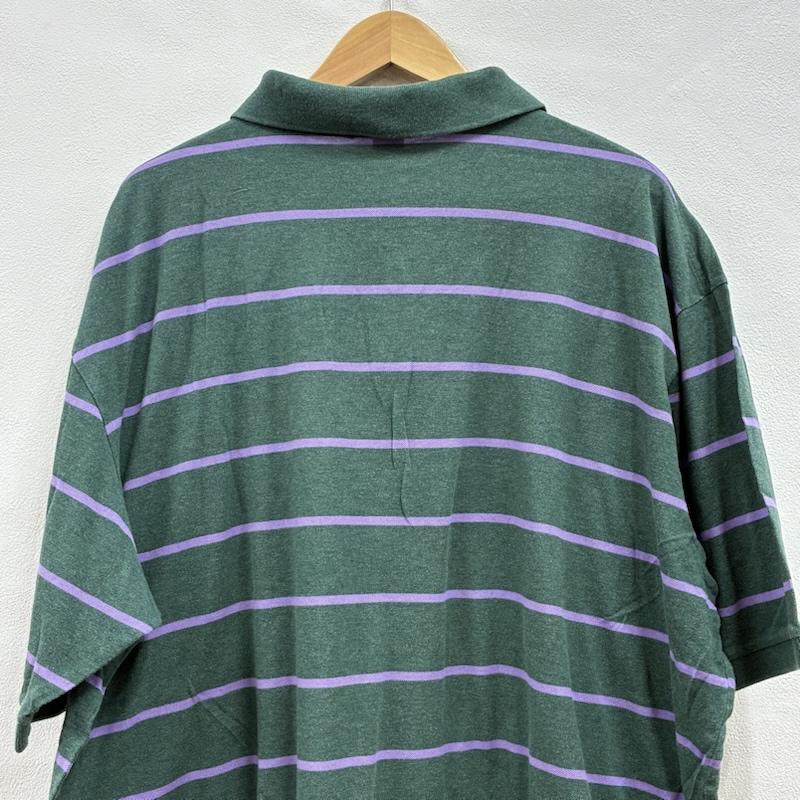ポロバイラルフローレン Polo by RALPH LAUREN ポロシャツ 半袖 90 s ペルー製 ボーダー 半袖 ポロシャツ ポニー 刺繍 ビッグサイズ 2XLT TALL XXL ワンポイント X ロゴ、文字 X 刺繍 緑 / グリーン / green X 紺 / ネイビー / navy メンズ USED 古着 中古 50134234