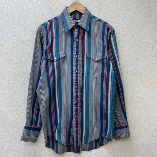 ラングラー Wrangler シャツ、ブラウス 長袖 USA製 ビンテージ 襟芯入り ストライプ柄 ウエスタン 長袖シャツ XL メンズ USED 古着 中古 50134253