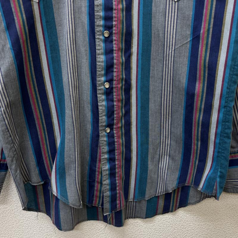 ラングラー Wrangler シャツ、ブラウス 長袖 USA製 ビンテージ 襟芯入り ストライプ柄 ウエスタン 長袖シャツ XL メンズ USED 古着 中古 50134253