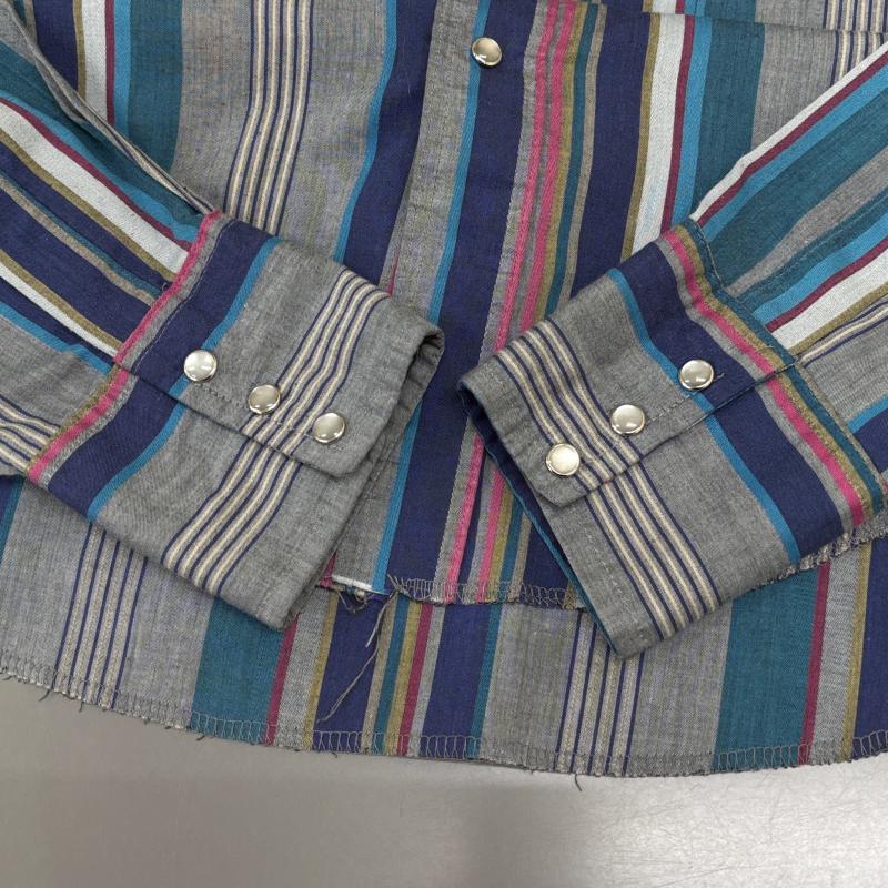 ラングラー Wrangler シャツ、ブラウス 長袖 USA製 ビンテージ 襟芯入り ストライプ柄 ウエスタン 長袖シャツ XL メンズ USED 古着 中古 50134253
