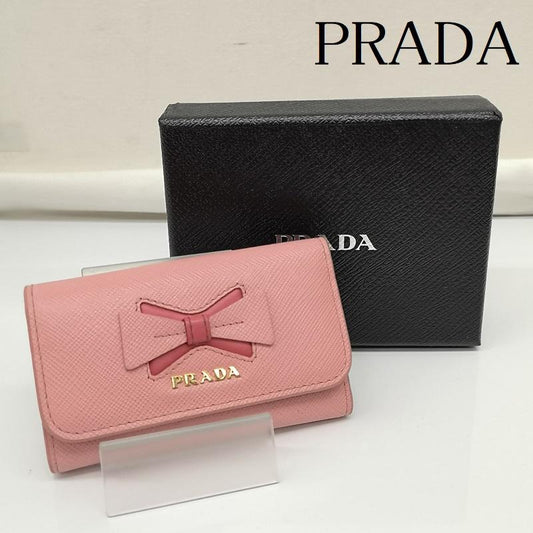 プラダ PRADA キーケース キーケース 6連キーケース レザー サフィアーノ フィオッコ リボン - 桃 / ピンク / pink レディース USED 古着 中古 50134298