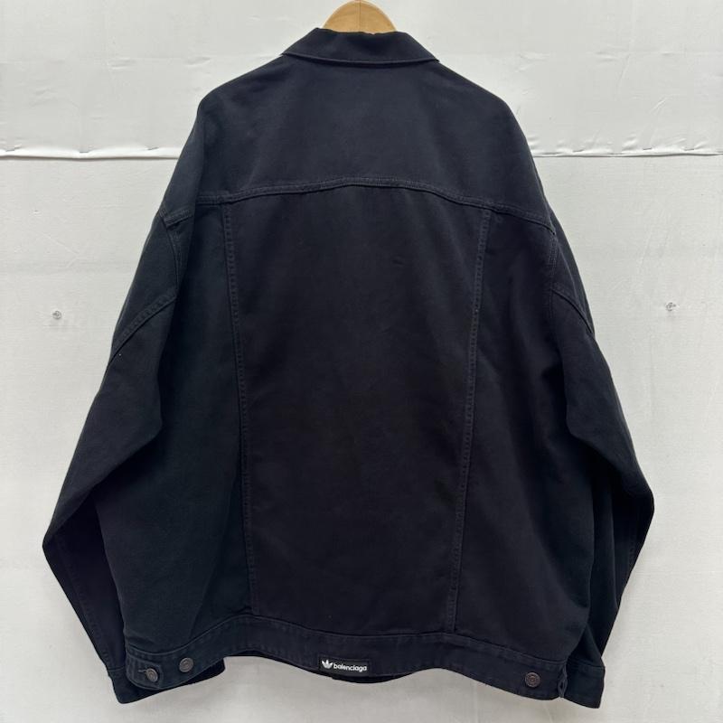 バレンシアガ BALENCIAGA ジャケット、上着 ジャンパー、ブルゾン 23ss adidas クラッシュ ユーズド 加工 サイド ライン デニム ジャケット 724775 TNW54 3 黒 / ブラック / black メンズ USED 古着 中古 50134300