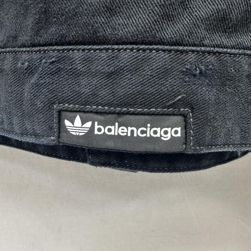 バレンシアガ BALENCIAGA ジャケット、上着 ジャンパー、ブルゾン 23ss adidas クラッシュ ユーズド 加工 サイド ライン デニム ジャケット 724775 TNW54 3 黒 / ブラック / black メンズ USED 古着 中古 50134300