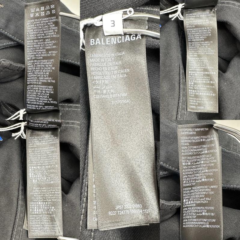 バレンシアガ BALENCIAGA ジャケット、上着 ジャンパー、ブルゾン 23ss adidas クラッシュ ユーズド 加工 サイド ライン デニム ジャケット 724775 TNW54 3 黒 / ブラック / black メンズ USED 古着 中古 50134300