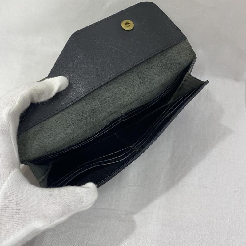イルビゾンテ IL BISONTE 財布 長財布 LEATHER WALLET レザーウォレット 長財布 black 牛革 ロゴ、文字 黒 / ブラック / black レディース USED 古着 中古 50134319