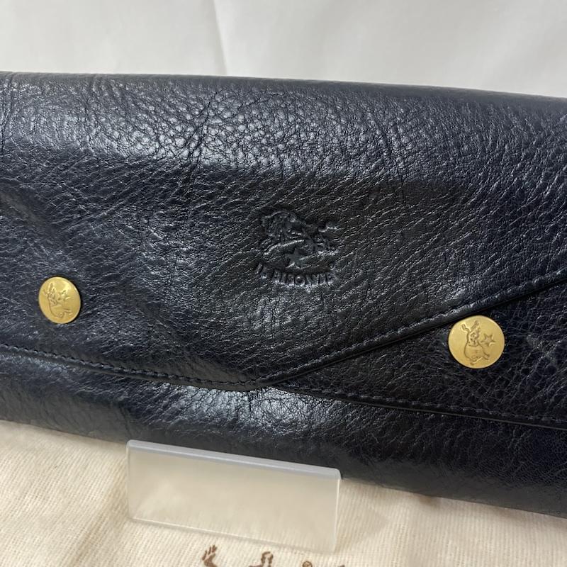 イルビゾンテ IL BISONTE 財布 長財布 LEATHER WALLET レザーウォレット 長財布 black 牛革 ロゴ、文字 黒 / ブラック / black レディース USED 古着 中古 50134319