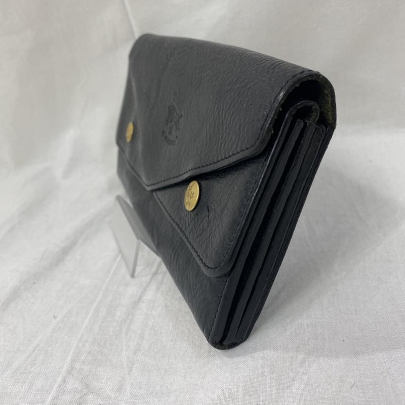 イルビゾンテ IL BISONTE 財布 長財布 LEATHER WALLET レザーウォレット 長財布 black 牛革 ロゴ、文字 黒 / ブラック / black レディース USED 古着 中古 50134319