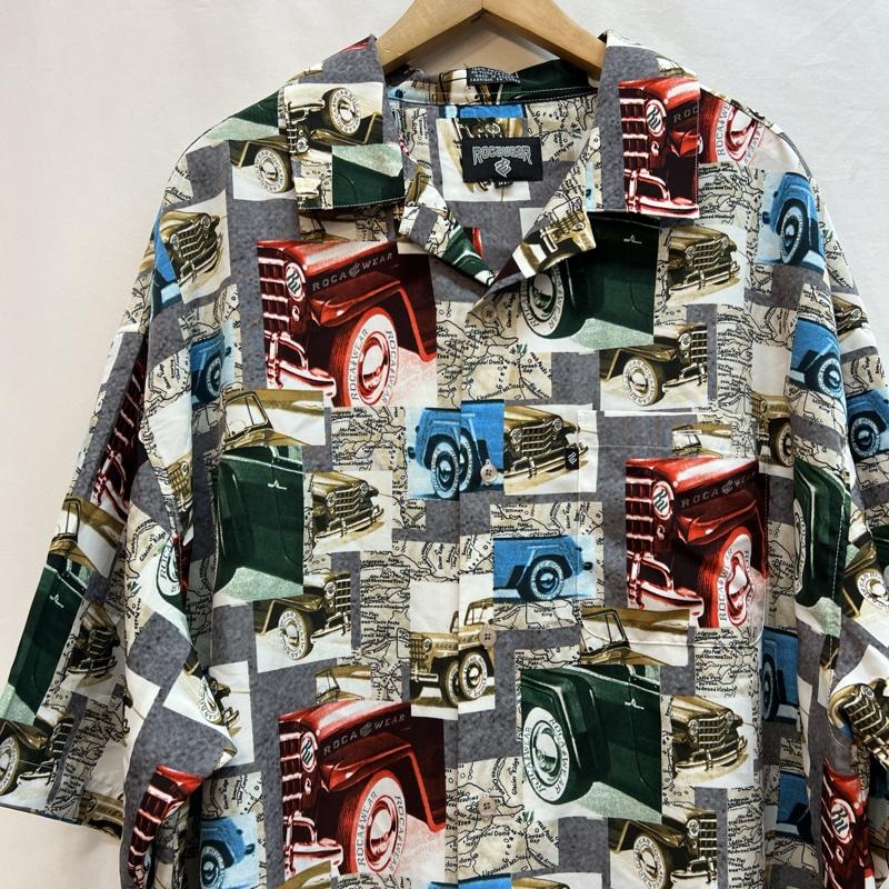 ロカウェア ROCAWEAR シャツ、ブラウス 半袖 クラシックカー 総柄 オープンカラーシャツ 90s 00s XL メンズ USED 古着 中古 50134335