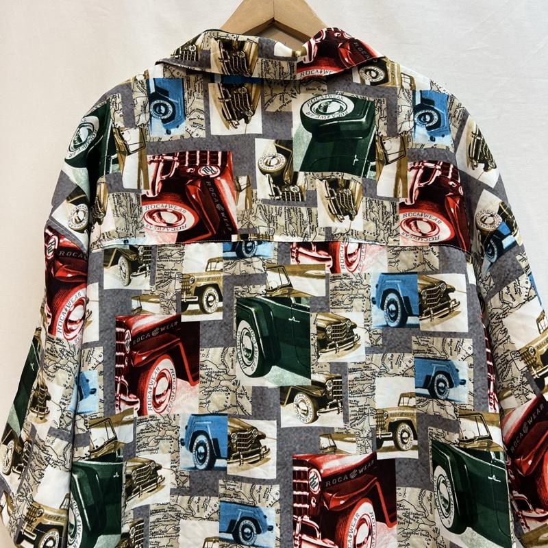 ロカウェア ROCAWEAR シャツ、ブラウス 半袖 クラシックカー 総柄 オープンカラーシャツ 90s 00s XL メンズ USED 古着 中古 50134335
