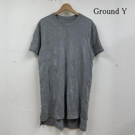 グラウンドワイ Ground Y Tシャツ 半袖 半袖 Tシャツ チュニック丈 クルーネック シャツ カットソー シワ加工 ロング丈 GW-T10-901 1 無地 灰 / グレー / gray メンズ USED 古着 中古 50134400