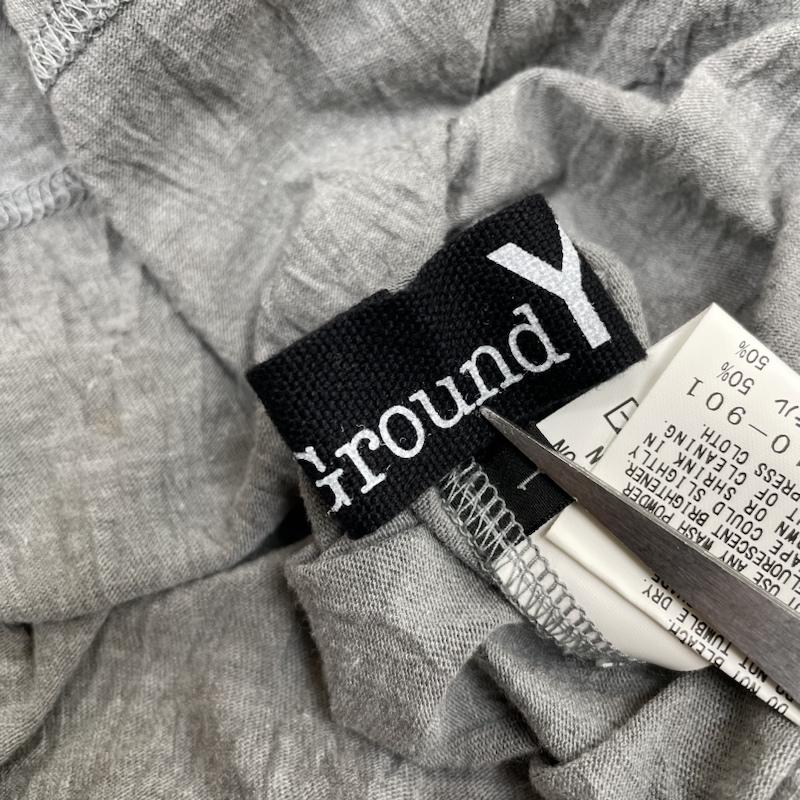 グラウンドワイ Ground Y Tシャツ 半袖 半袖 Tシャツ チュニック丈 クルーネック シャツ カットソー シワ加工 ロング丈 GW-T10-901 1 無地 灰 / グレー / gray メンズ USED 古着 中古 50134400