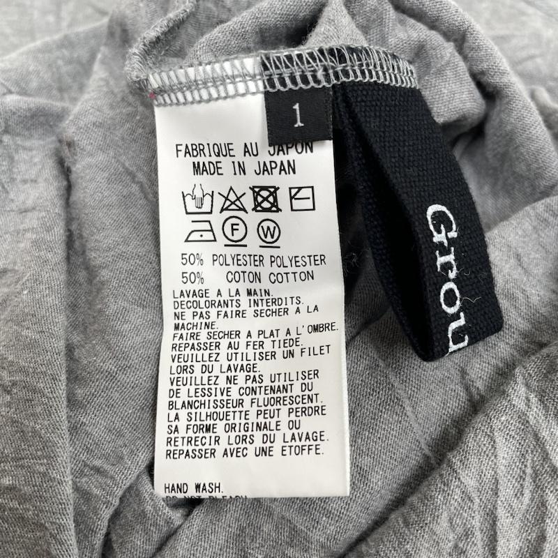 グラウンドワイ Ground Y Tシャツ 半袖 半袖 Tシャツ チュニック丈 クルーネック シャツ カットソー シワ加工 ロング丈 GW-T10-901 1 無地 灰 / グレー / gray メンズ USED 古着 中古 50134400