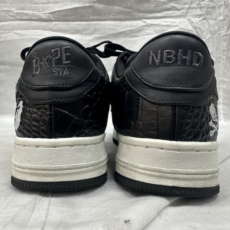 アベイシングエイプ A BATHING APE スニーカー スニーカー 1J23191901 Neighborhood × Bapesta Black Crocodile & Ostrich ネイバーフッド ベイプスタ スニーカー US：8.5 黒 / ブラック / black メンズ USED 古着 中古 50134416