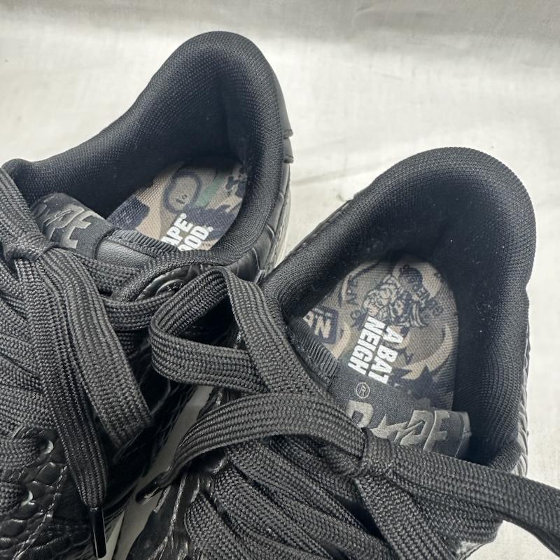 アベイシングエイプ A BATHING APE スニーカー スニーカー 1J23191901 Neighborhood × Bapesta Black Crocodile & Ostrich ネイバーフッド ベイプスタ スニーカー US：8.5 黒 / ブラック / black メンズ USED 古着 中古 50134416