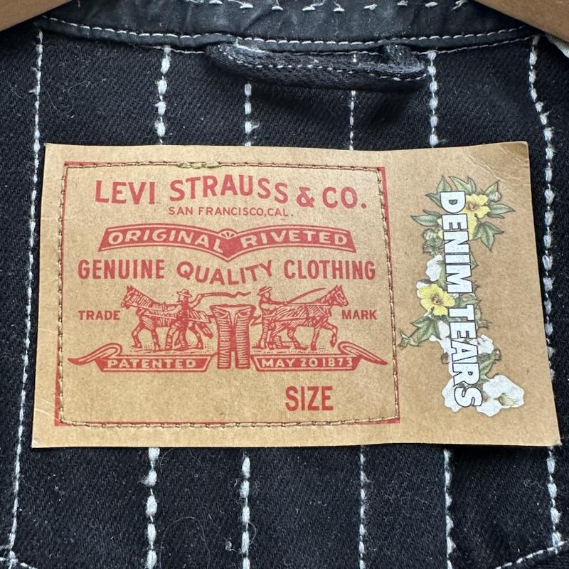デニムティアーズ DENIM TEARS シャツ、ブラウス 長袖 Levis ストライプ ステッチ スナップボタン パッチワーク ウエスタン シャツ L 黒 / ブラック / black メンズ USED 古着 中古 50134446