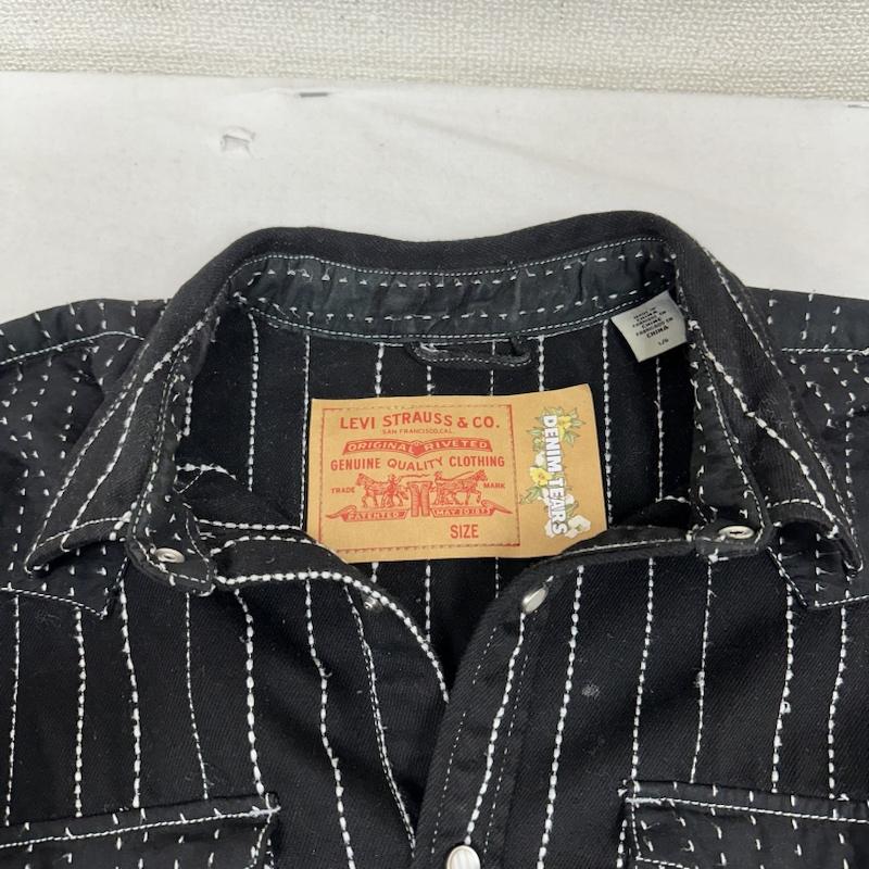 デニムティアーズ DENIM TEARS シャツ、ブラウス 長袖 Levis ストライプ ステッチ スナップボタン パッチワーク ウエスタン シャツ L 黒 / ブラック / black メンズ USED 古着 中古 50134446