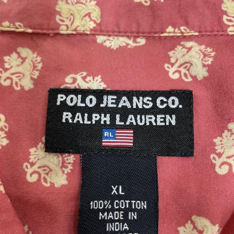 ポロ ジーンズ Polo Jeans Co. シャツ、ブラウス 半袖 90s 半袖 開襟 オープンカラー シャツ デザイン シャツ 総柄 プリント XL 総柄 X プリント 赤 / レッド / red メンズ USED 古着 中古 50134447
