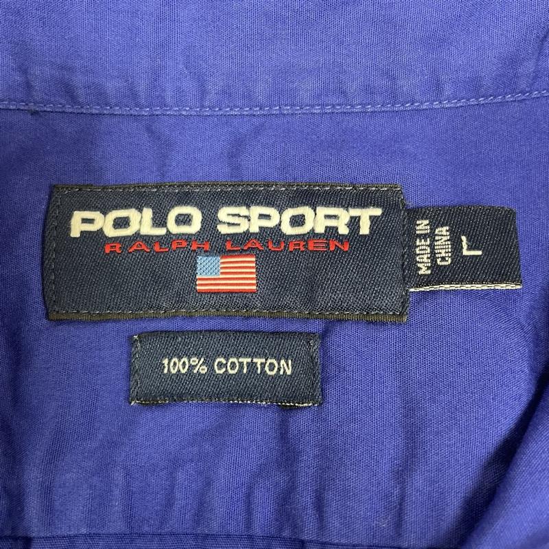 ポロスポーツラルフローレン POLOSPORT シャツ、ブラウス 半袖 90s ポロスポ 半袖 シャツ ブラウス 胸ポケット ボタン ロゴ プリント L ロゴ、文字 X プリント 青 / ブルー / blue メンズ USED 古着 中古 50134451