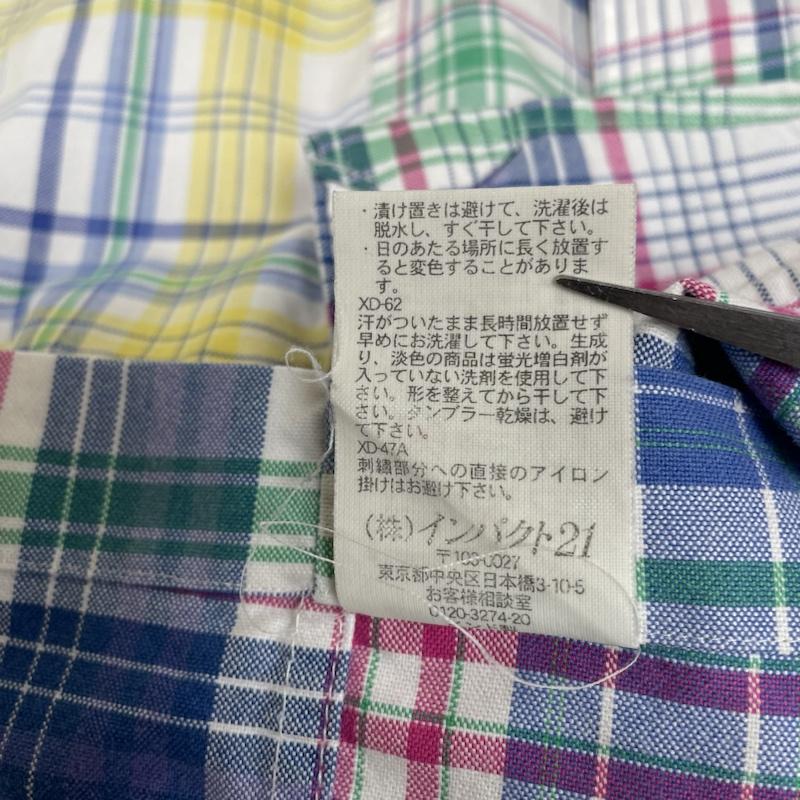 ラルフローレン RALPHLAUREN シャツ、ブラウス 長袖 90s 長袖 シャツ ブラウス ボタン ホースロゴ 刺繍 パッチワーク チェック柄 M ロゴ、文字 X 刺繍 X チェック マルチカラー / マルチカラー / multicolor メンズ USED 古着 中古 50134452