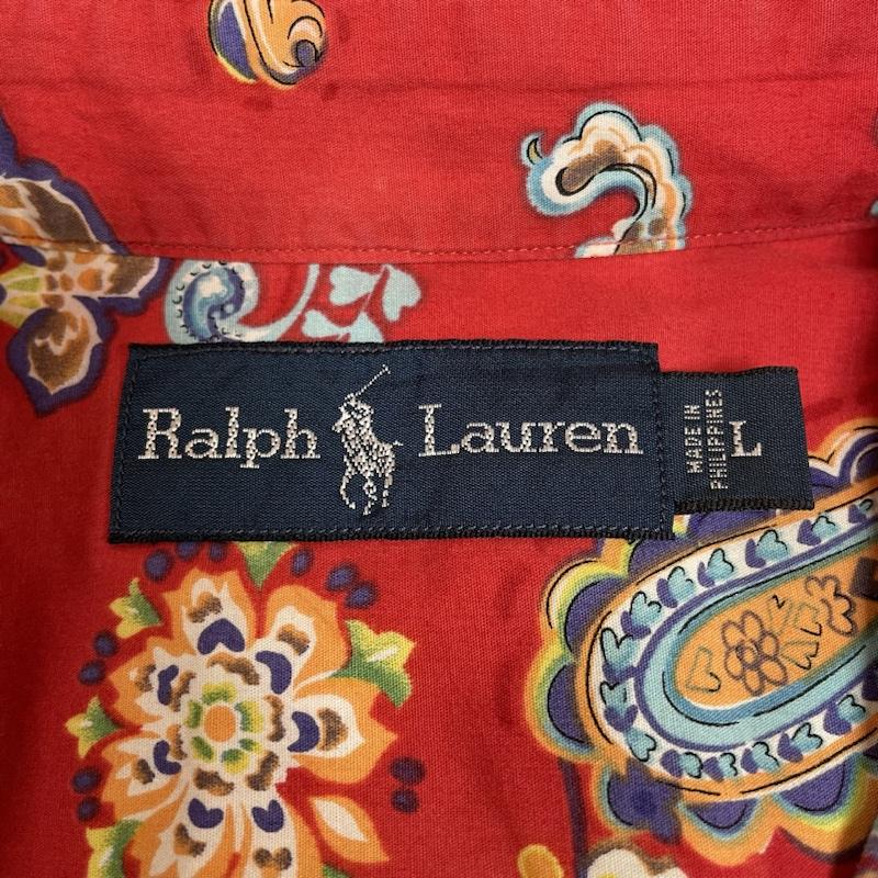 ラルフローレン RALPHLAUREN シャツ、ブラウス 半袖 Vintage OLD 90s ペイズリー アロハ シャツ 半袖 ボタンダウン L プリント X 総柄 X ペイズリー 赤 / レッド / red X マルチカラー / マルチカラー / multicolor メンズ USED 古着 中古 50134453