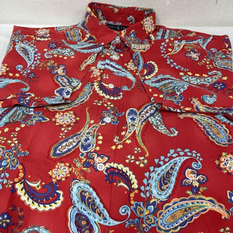 ラルフローレン RALPHLAUREN シャツ、ブラウス 半袖 Vintage OLD 90s ペイズリー アロハ シャツ 半袖 ボタンダウン L プリント X 総柄 X ペイズリー 赤 / レッド / red X マルチカラー / マルチカラー / multicolor メンズ USED 古着 中古 50134453
