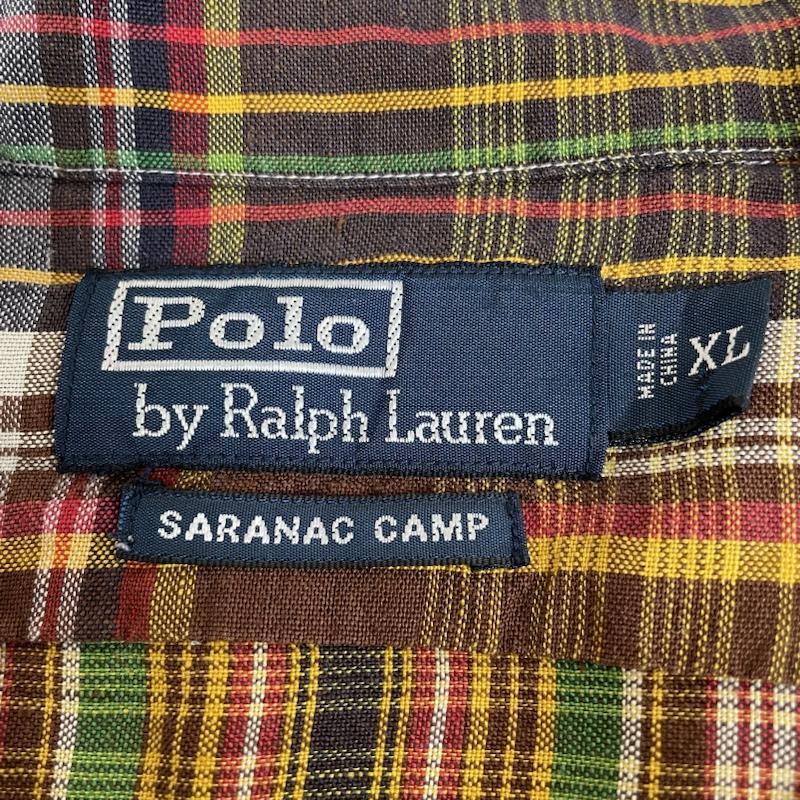 ポロバイラルフローレン Polo by RALPH LAUREN シャツ、ブラウス 長袖 90s SARANAC CAMP 長袖 シルク 56％ リネン 44％ チェック シャツ XL チェック マルチカラー / マルチカラー / multicolor メンズ USED 古着 中古 50134454