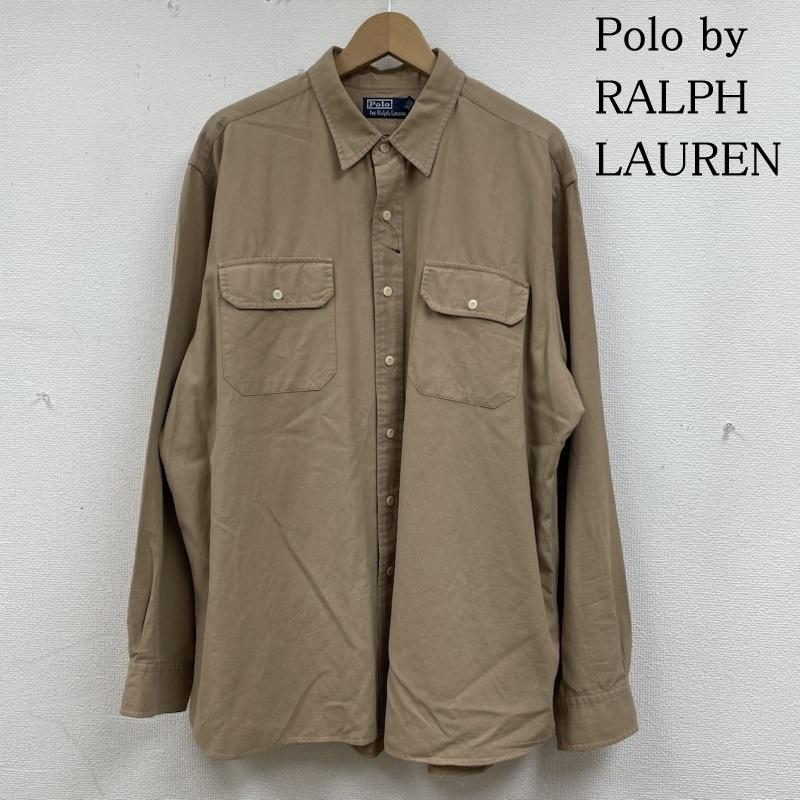 ポロバイラルフローレン Polo by RALPH LAUREN シャツ、ブラウス 長袖 90s シルク 34％ コットン 66％ 長袖 シャツ ブラウス 胸ポケット ボタン XL 無地 ベージュ / ベージュ / beige メンズ USED 古着 中古 50134455