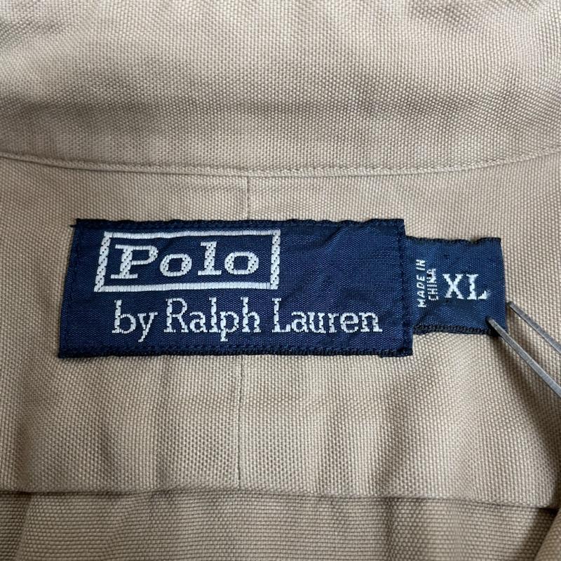 ポロバイラルフローレン Polo by RALPH LAUREN シャツ、ブラウス 長袖 90s シルク 34％ コットン 66％ 長袖 シャツ ブラウス 胸ポケット ボタン XL 無地 ベージュ / ベージュ / beige メンズ USED 古着 中古 50134455