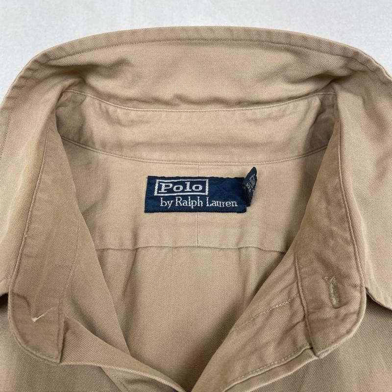ポロバイラルフローレン Polo by RALPH LAUREN シャツ、ブラウス 長袖 90s シルク 34％ コットン 66％ 長袖 シャツ ブラウス 胸ポケット ボタン XL 無地 ベージュ / ベージュ / beige メンズ USED 古着 中古 50134455