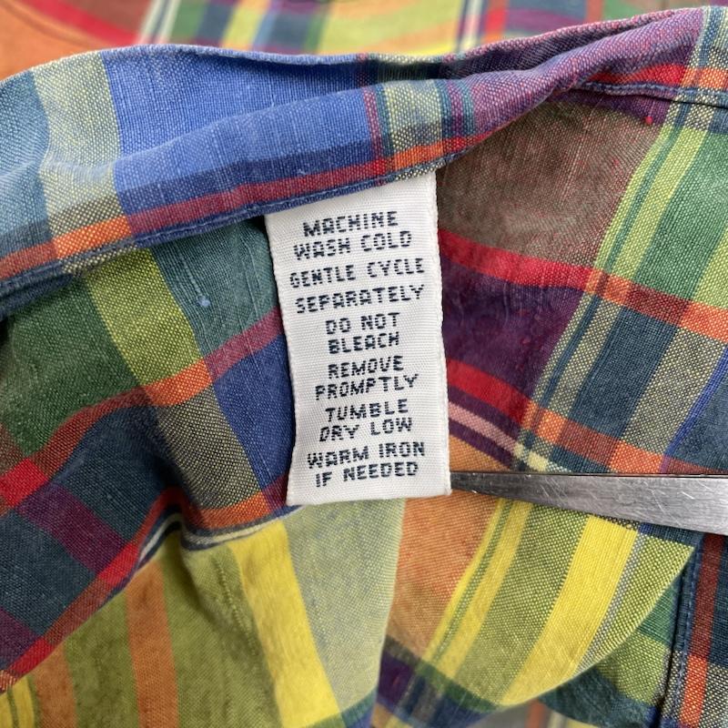 ポロバイラルフローレン Polo by RALPH LAUREN シャツ、ブラウス 長袖 90s 長袖 シルク 44% リネン 56% チェック シャツ ボタン L チェック マルチカラー / マルチカラー / multicolor メンズ USED 古着 中古 50134456
