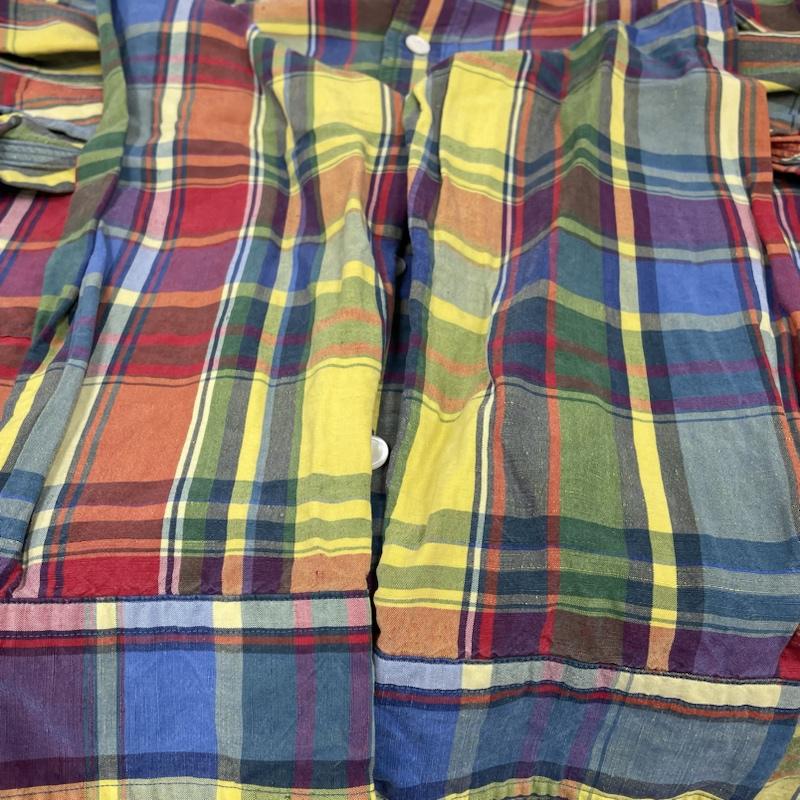 ポロバイラルフローレン Polo by RALPH LAUREN シャツ、ブラウス 長袖 90s 長袖 シルク 44% リネン 56% チェック シャツ ボタン L チェック マルチカラー / マルチカラー / multicolor メンズ USED 古着 中古 50134456