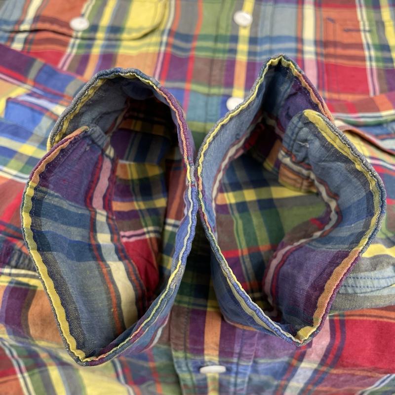 ポロバイラルフローレン Polo by RALPH LAUREN シャツ、ブラウス 長袖 90s 長袖 シルク 44% リネン 56% チェック シャツ ボタン L チェック マルチカラー / マルチカラー / multicolor メンズ USED 古着 中古 50134456