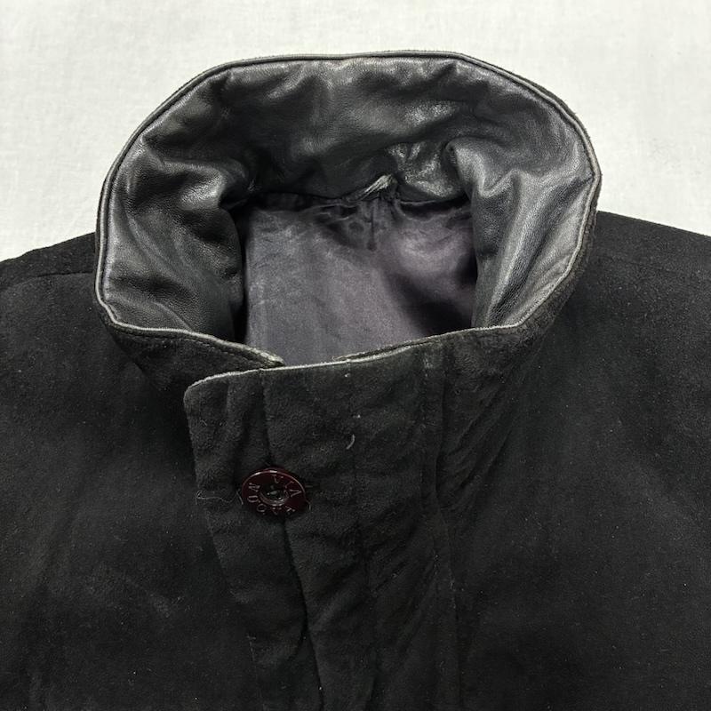 ヴィンテージ VINTAGE ジャケット、上着 レザージャケット VIA NUOVA PELLE ピッグ スエード レザー パイピング 中綿 ジャケット 52 黒 / ブラック / black メンズ USED 古着 中古 50134469