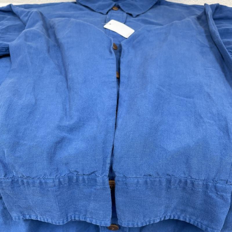 ポロバイラルフローレン Polo by RALPH LAUREN シャツ、ブラウス 長袖 90S 長袖 シルク 66% リネン 34% シャツ ブラウス 胸ポケット ボタン L 無地 青 / ブルー / blue メンズ USED 古着 中古 50134478