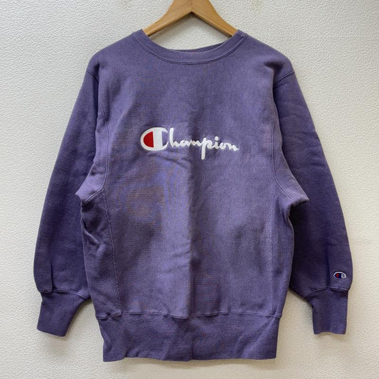 チャンピオン Champion トレーナー 長袖 90年代 ビンテージ USA製 リバースウィーブ ロゴ 刺繍 スウェット トレーナー 薄紫 ライトパープル M メンズ USED 古着 中古 50134563