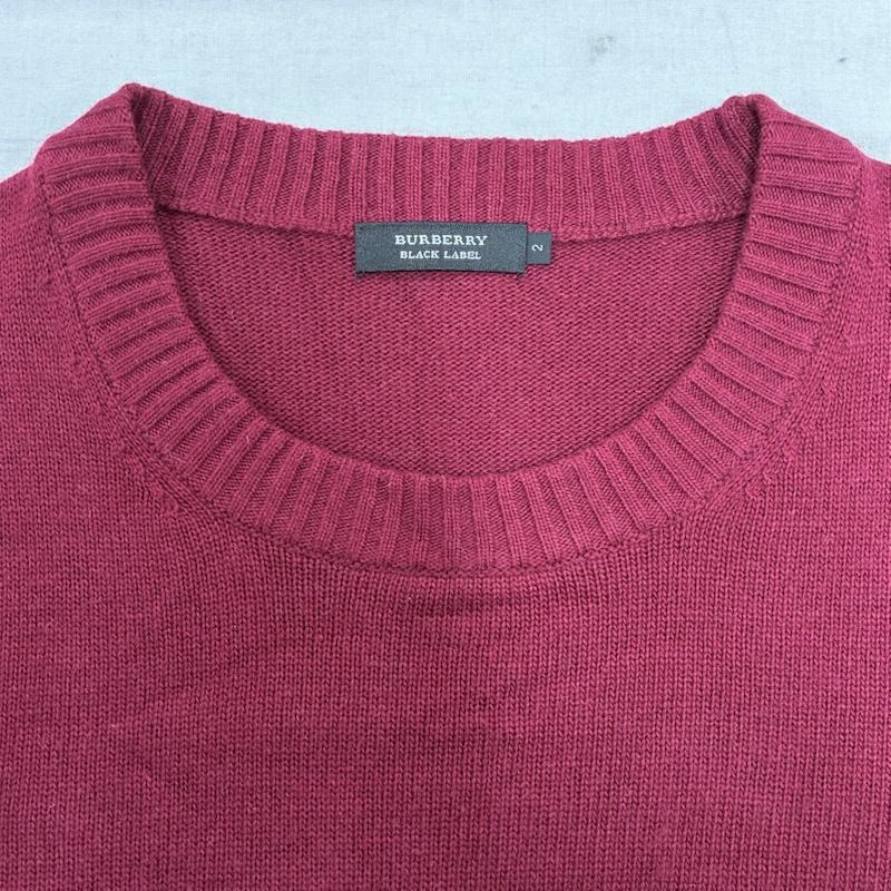 バーバリーブラックレーベル BURBERRY BLACK LABEL ニット、セーター 長袖 ノルディック ダイヤ ロゴ メタルプレート クルーネック ニット セーター D1N92-652-29 2 えんじ / ワインレッド / dark red X 紺 / ネイビー / navy X ベージュ / ベージュ / beige メンズ USED 古着 中古 50134565